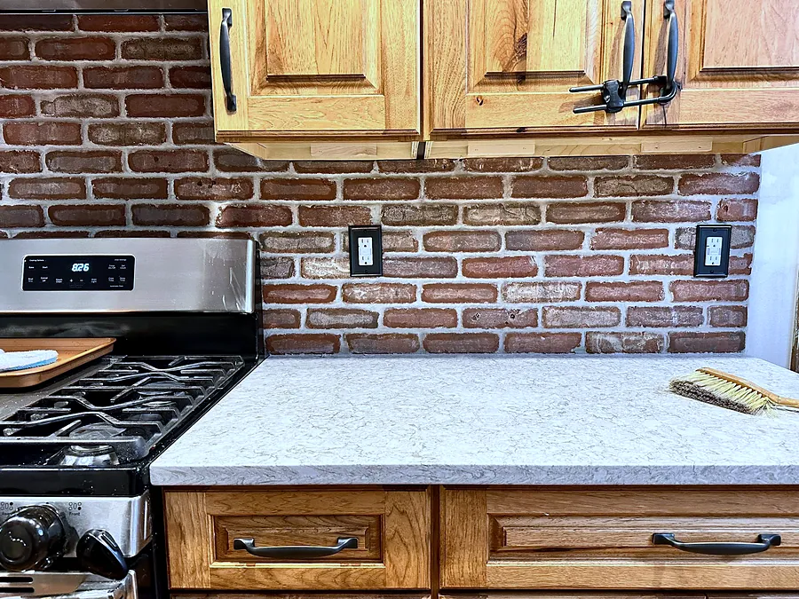 Thin brick backsplash, kitchen renovation