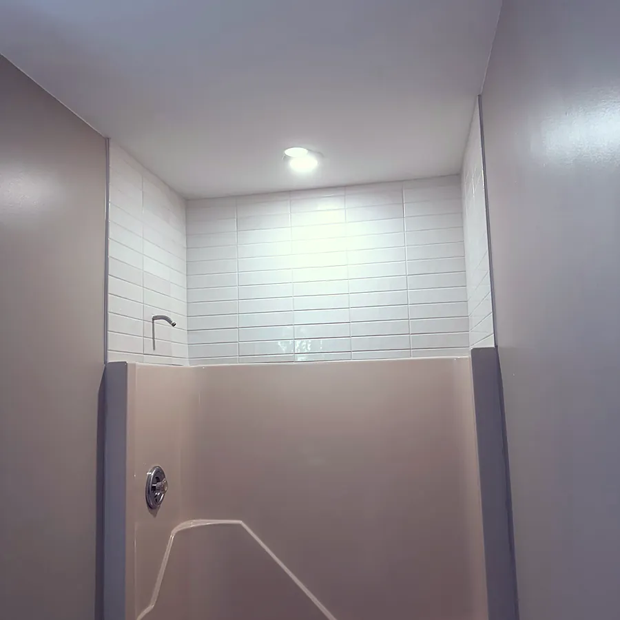 Subway tile shower, tight joints